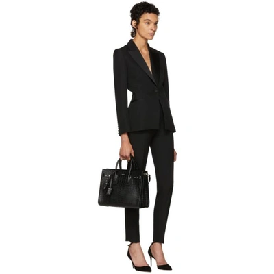 Shop Saint Laurent Black Croc Small Sac De Jour Tote