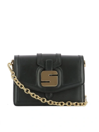 Shop Serapian Black Leather Shoulder Bag