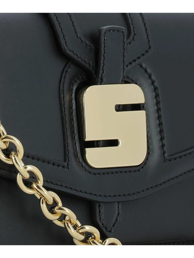 Shop Serapian Black Leather Shoulder Bag