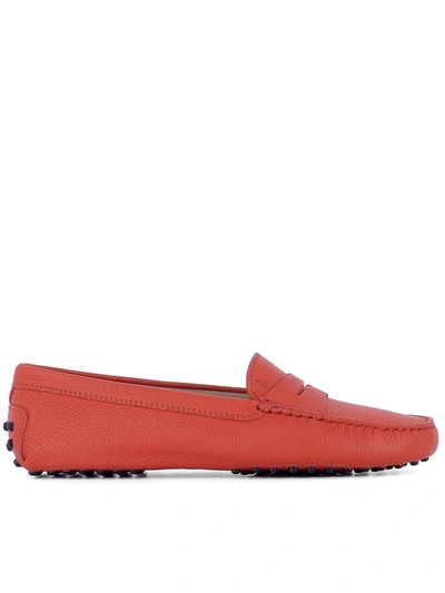 Tod's Red Leather Loafers
