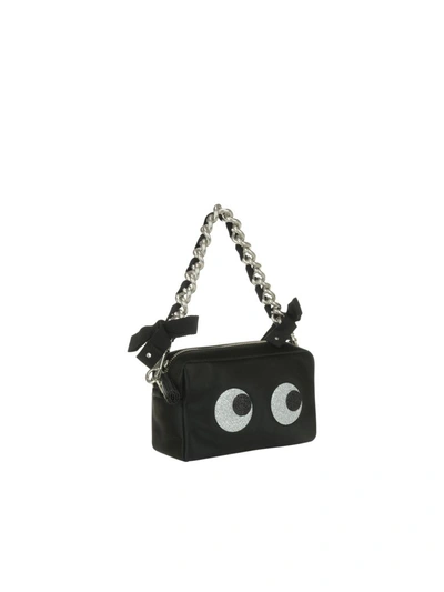 Shop Anya Hindmarch Glitter Eyes Chain Clutch In Black