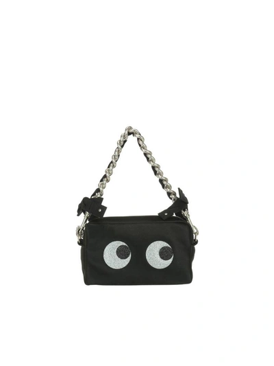 Shop Anya Hindmarch Glitter Eyes Chain Clutch In Black