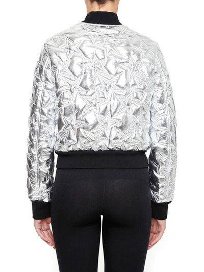 Shop Msgm Laminated Bomber Jacket In Argento|metallico