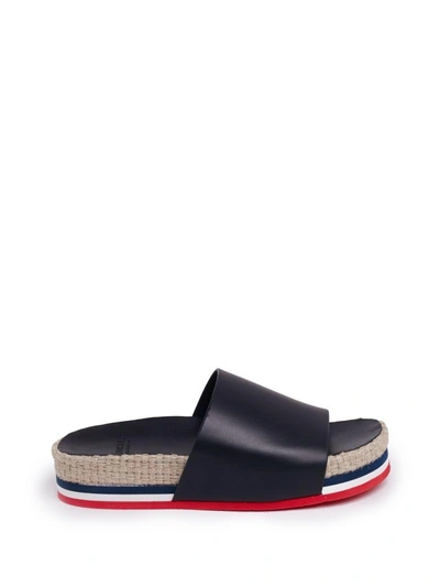 Shop Moncler Evelyn Sliders In Black