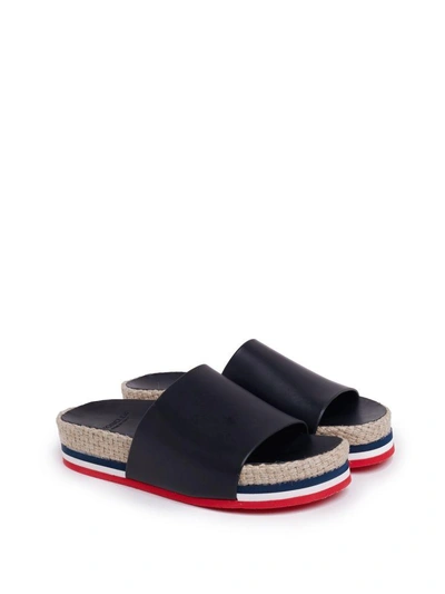 Shop Moncler Evelyn Sliders In Black