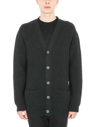 Shop Lanvin Grey Wool Ripped Cardigan