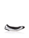 Tory Burch Jolie Metallic Leather Ballet Flats In Silver/black