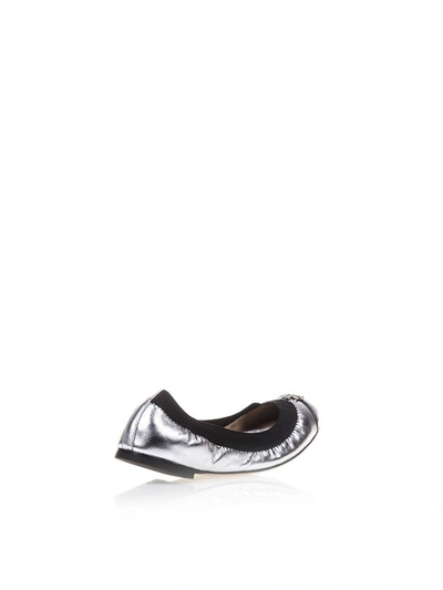 Tory Burch Jolie Metallic Leather Ballet Flats In Silver/black