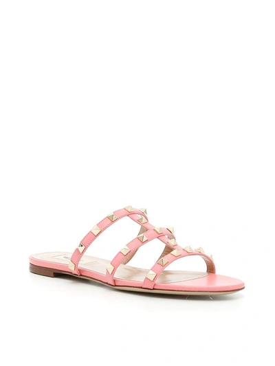 Shop Valentino Rockstud Sandals In Paradise Rose|rosa