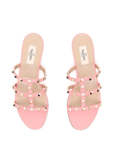 Shop Valentino Rockstud Sandals In Paradise Rose|rosa