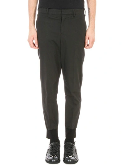 Neil Barrett Black Cotton Elastic Trouser In Black