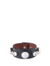 GIVENCHY CRYSTAL AND OBSIDIAN-STONE LEATHER BRACELET,BF03682943 001 BLACK