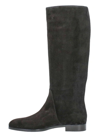 Shop Sergio Rossi Suede Flat Boots In Black