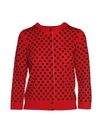 MARC JACOBS FLOCKED POLKA-DOTS WOOL CARDIGAN SWEATER,M4006802 600 RED