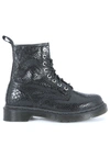 DR. MARTENS DR MARTENS ANKLE BOOTS IN SUEDE LEATHER WITH BLACK PYTHON PRINT,1460-SNAKE-BLACK