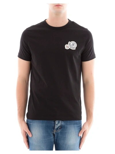 Shop Moncler Black Cotton T-shirt