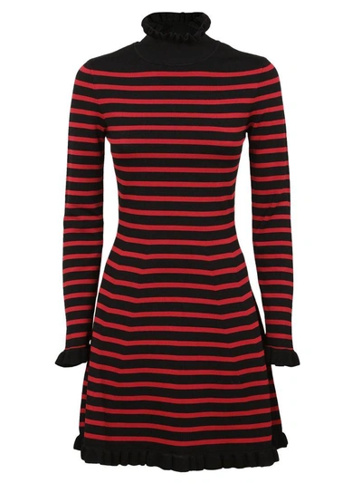 Shop Red Valentino Striped Dress In Black-lacca