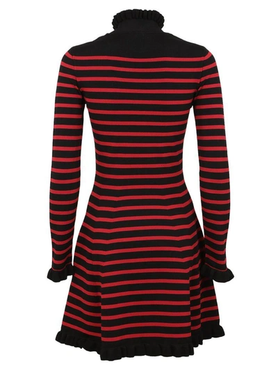 Shop Red Valentino Striped Dress In Black-lacca