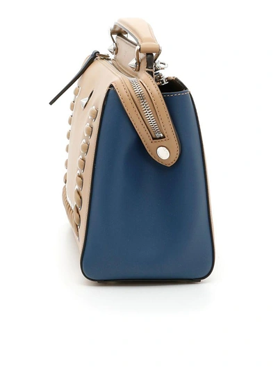 Shop Fendi Dotcom Bag In Cuoio+blu+mlc|beige