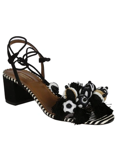 Shop Aquazzura Tropicana Sandals In Black