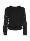 MARC JACOBS FAUX PEARL-EMBELLISHED MERINO WOOL AND CASHMERE-BLEND SWEATER,M4006815 001 BLACK