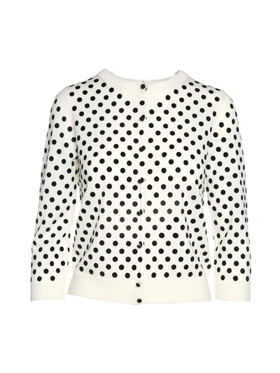 Shop Marc Jacobs Flocked Polka-dots Wool Cardigan Sweater In Avorio
