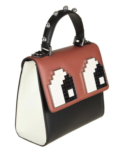 Shop Les Petits Joueurs Bag Mini Eyes Alex Leather In Pink-sand-black-white