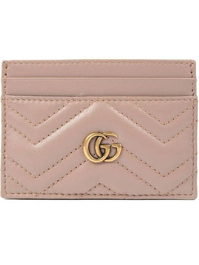 Shop Gucci Gg Marmont Card Holder In Pink & Purple