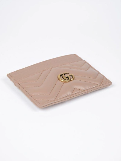 Shop Gucci Gg Marmont Card Holder In Pink & Purple