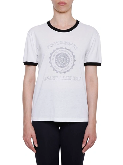 Shop Saint Laurent Printed T-shirt In Blanc-noirbianco