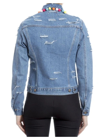 Shop Forte Couture Denim Cotton Jacket In Light Blue