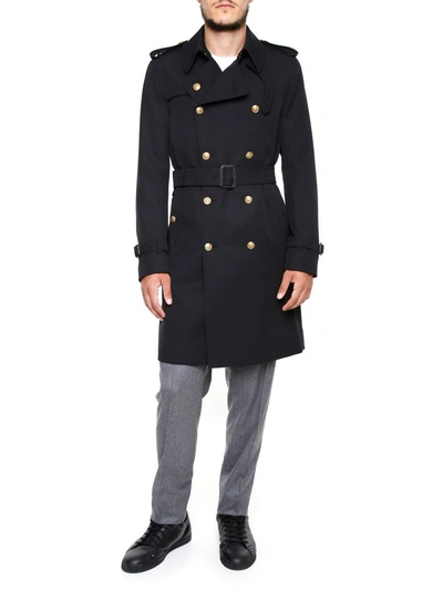 Shop Dolce & Gabbana Wool Trench Coat In Neronero