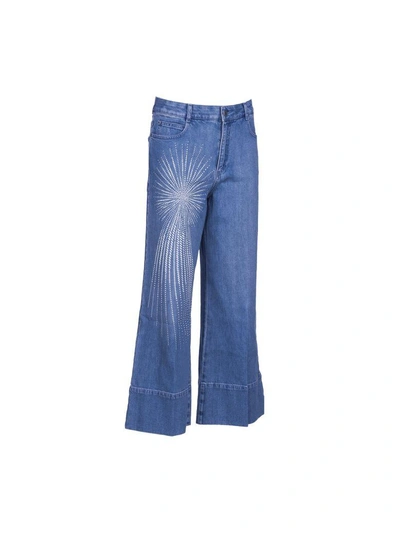 Shop Stella Mccartney Embellished Wide-leg Jeans In Blue