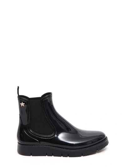 Red Valentino Rubber Ankle Booties In Nero