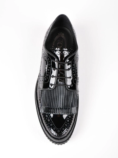 Shop Tod's Flap Detailed Lace-up Shoes In Black