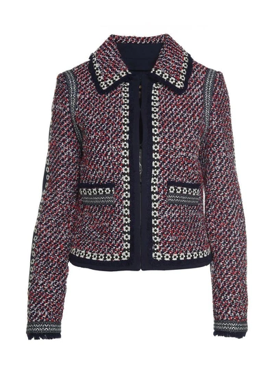 Shop Tory Burch Elisa Jersey And Tweed Jacket In Multi