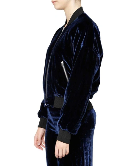 Shop Alexander Wang T T By Alexander Wang Velvet Bomber In Navy