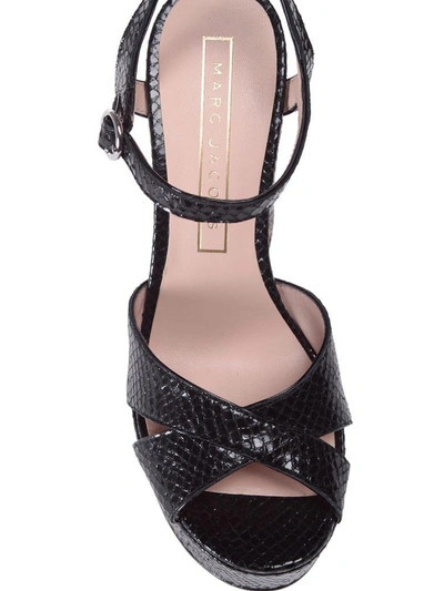 Shop Marc Jacobs Debbie Snake-printed Leather Platform Sandal In Nero