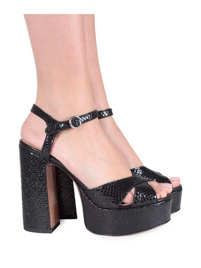 Shop Marc Jacobs Debbie Snake-printed Leather Platform Sandal In Nero