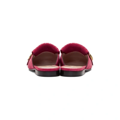 Shop Gucci Pink Suede Gg Marmont Slippers
