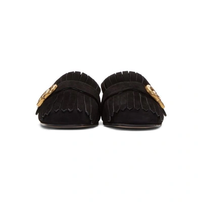 Shop Gucci Black Suede Gg Marmont Slippers
