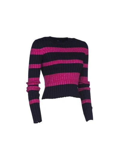 Shop Proenza Schouler Stripe Sweater In Black + Eltric Pink