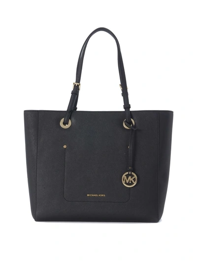 Michael Kors Jet Set Tote Walsh Bag In Black Saffiano Leather In Nero