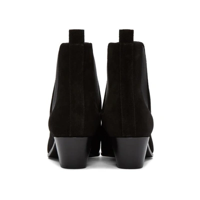 Shop Saint Laurent Black Suede Rock Chelsea Boots