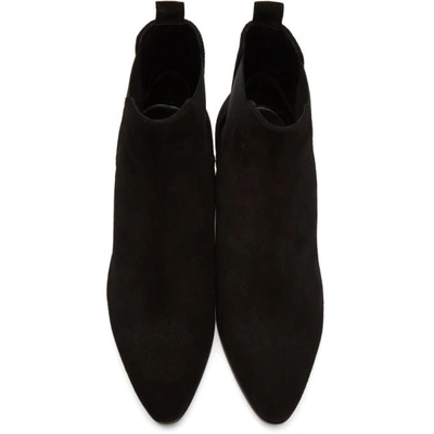 Shop Saint Laurent Black Suede Rock Chelsea Boots