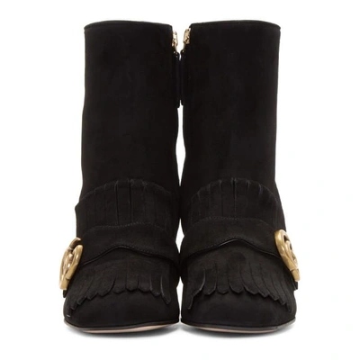 Shop Gucci Black Suede Gg Marmont Boots In 1000 Black