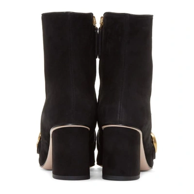 Shop Gucci Black Suede Gg Marmont Boots In 1000 Black