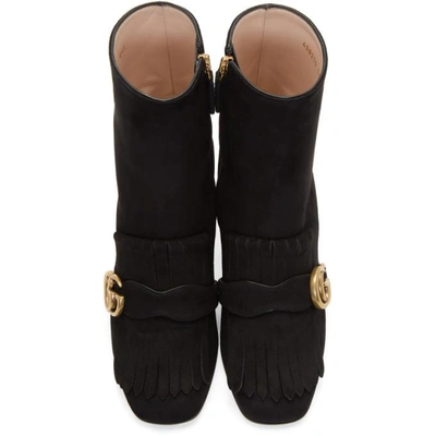 Shop Gucci Black Suede Gg Marmont Boots In 1000 Black