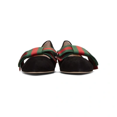 GUCCI BLACK BOW SUEDE BALLERINA FLATS