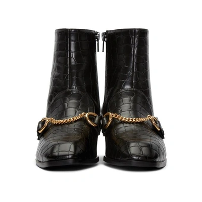 Shop Stella Mccartney Black Croc-embossed Chain Boots